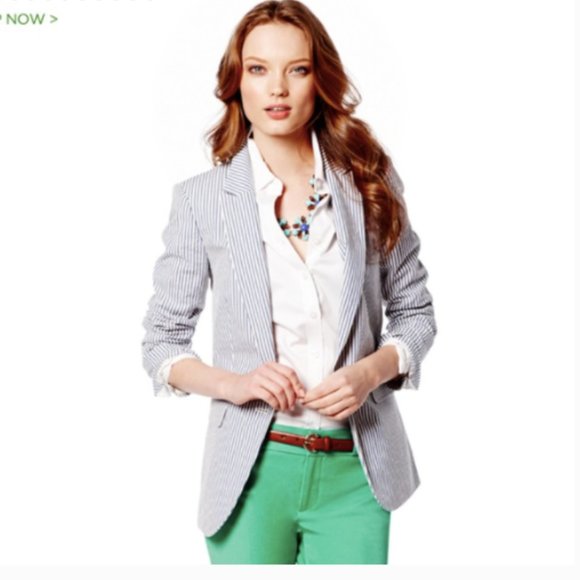 Banana Republic Jackets & Blazers - Banana Republic | Blue Seersucker Blazer | 8 Slim
